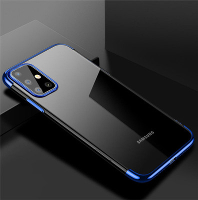 Силиконови гърбове Силиконови гърбове за Samsung Луксозен силиконов гръб ТПУ прозрачен Fashion за Samsung Galaxy A31 A315F син кант